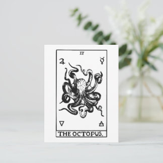 Postale Carte de tarot du poulpe Illustration marine vinta
