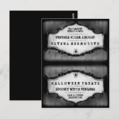Postale Carte de tente Halloween Traitements - Gris & Noir (Devant / Derrière)