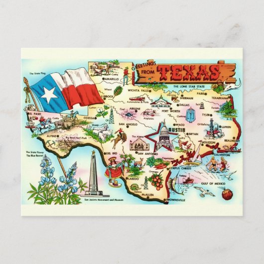Postale Carte de Texas Salutation (Devant)