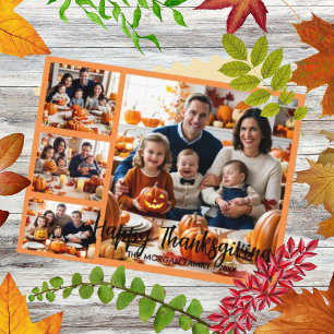 Postale Carte de Thanksgiving 4 photos à l'écriture modern