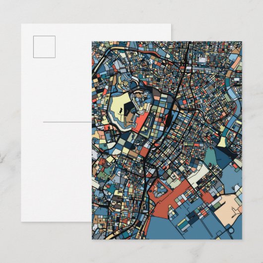 Postale Carte de Tokyo colorée (Devant / Derrière)