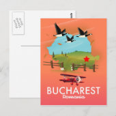 Postale carte de vacances à Bucarest Roumanie (Devant / Derrière)