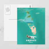 Postale Carte de vacances d'Andros Bahamas. (Devant / Derrière)