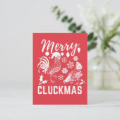 Postale Carte de vacances Joyeux Cluckmas Poulet (Debout devant)
