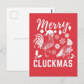 Postale Carte de vacances Joyeux Cluckmas Poulet (Devant / Derrière)