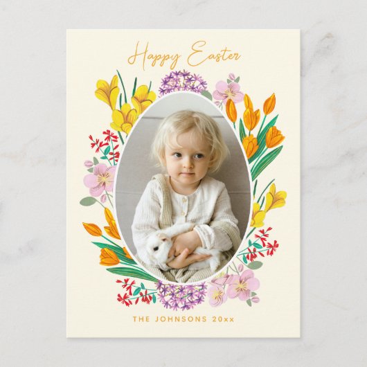 Postale Carte de vacances Pâques florale (Devant)