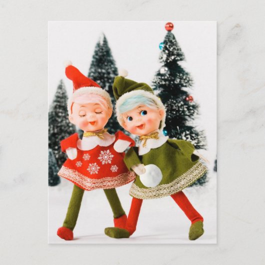 Postale Carte de vacances pliante, Joyeux elfe de Noël (Devant)