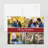 Postale Carte de vacances Red Check 4 Photo (Devant / Derrière)