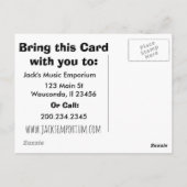 Postale Carte de vente de leçons de guitare (Dos)