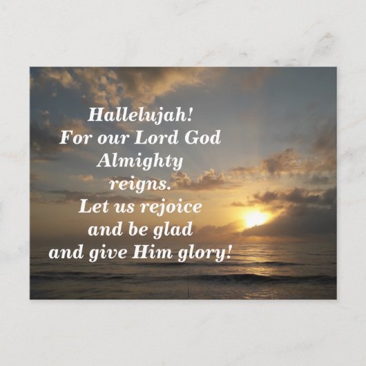 Postale Carte de verset biblique Apocalypse 19:6-7 (Devant)
