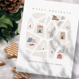 Postale Carte de ville hivernale simple et mignonne pour l