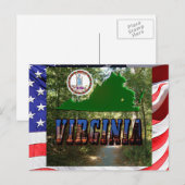 Postale Carte de Virginie, sceau de l'État, texte d'image (Devant / Derrière)