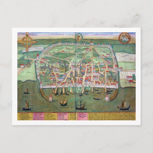 Postale Carte de Visby, de 'Civitates Orbis Terrarum' par (Devant)