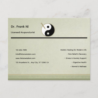 Postale Carte de visite minimaliste d'acupuncture élément