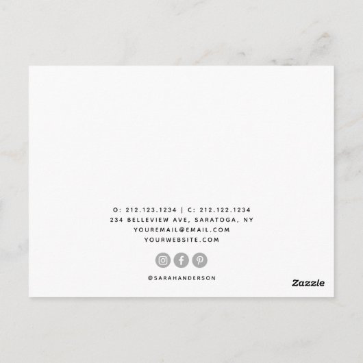 Postale Carte de visite photo de script moderne (Dos)