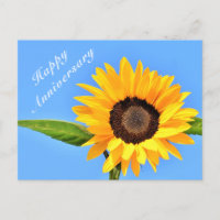 Carte de vœu d'anniversaire Tournesol sur Ciel Ble