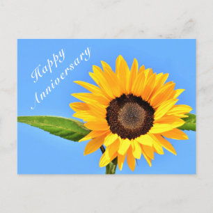 Postale Carte de vœu d'anniversaire Tournesol sur Ciel Ble