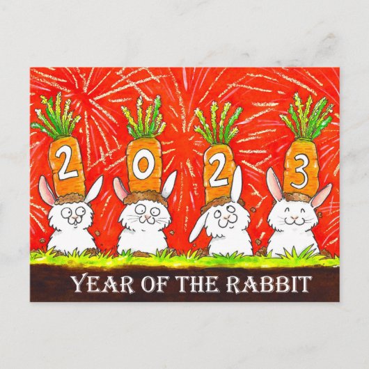 Postale Carte de vœux 2023 Année du Lapin (Devant)