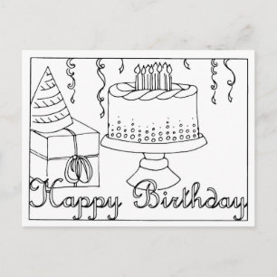 Postale Carte de vœux à dessin au trait pour anniversaire