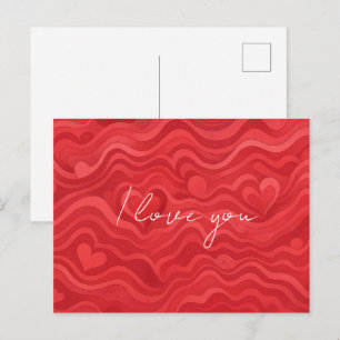 Postale Carte de vœux à motif de cœur ondulé Je t'aime