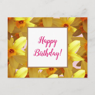 Postale Carte de voeux Anniversaire des jonquilles jaunes