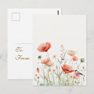 Postale Carte de vœux Aquarelle Prairie, Floral Élégant