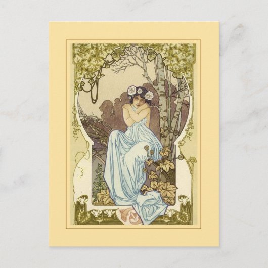 Postale Carte de voeux Art nouveau design. (Devant)