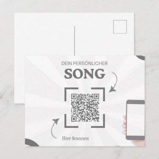 Postale Carte de voeux avec code QR pour une chanson (Devant / Derrière)