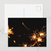 Postale Carte de voeux avec feux d'artifice sur noir (Devant / Derrière)