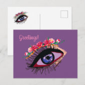 Postale Carte de vœux avec texte et dessin d'œil (Devant / Derrière)