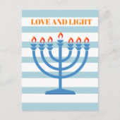 Postale Carte de voeux bleue Hanoukka Modern Menorah (Devant)