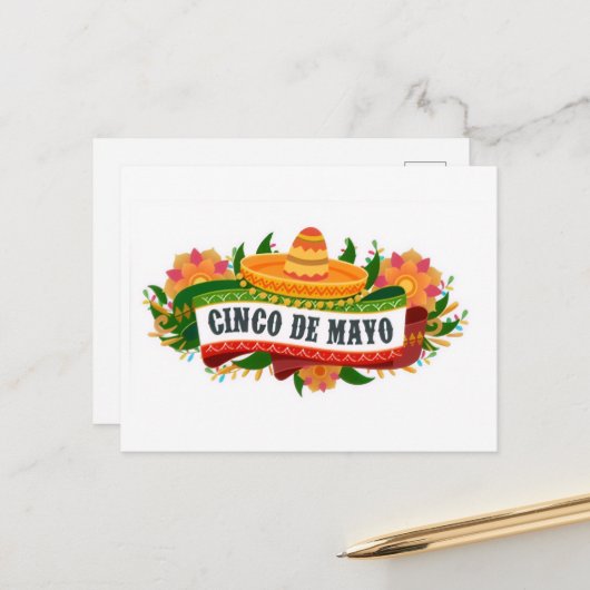 Postale Carte de voeux Cinco de Mayo ! (Devant/Arrière en situation)
