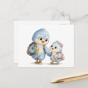 Postale Carte de vœux d'amitié de la famille Blue Bird