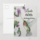 Postale Carte de voeux d'anniversaire 60 ans Hummingbird G (Devant / Derrière)
