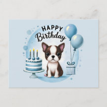 Carte de vœux d'anniversaire adorable de Boston Te