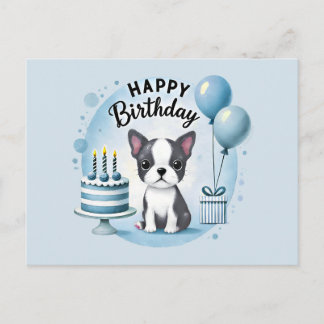 Postale Carte de vœux d'anniversaire adorable de Boston Te