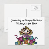 Postale Carte de vœux d'anniversaire au crochet (Devant / Derrière)