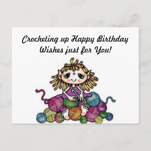 Postale Carte de vœux d'anniversaire au crochet (Devant)