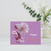 Postale Carte de voeux d'anniversaire aux fleurs de Prunus (Debout devant)