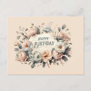 Postale Carte de vœux d'anniversaire aux fleurs vibrantes 