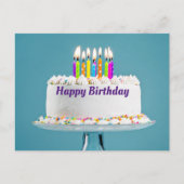 Postale Carte de Vœux d'Anniversaire avec Gâteau (Devant)