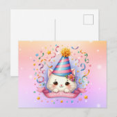 Postale Carte de vœux d'anniversaire avec un chat mignon K (Devant / Derrière)