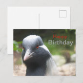 Postale Carte de vœux d'anniversaire avec une grue mignonn (Devant / Derrière)