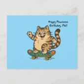 Postale Carte de voeux d'anniversaire Chat roux planche à  (Devant)