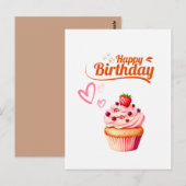 Postale Carte de vœux d'anniversaire Cupcake Sucré (Devant / Derrière)