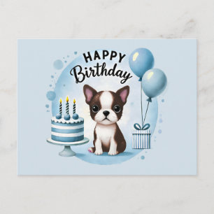 Postale Carte de vœux d'anniversaire de Boston Terrier mig