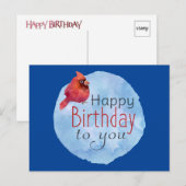 Postale Carte de vœux d'anniversaire de Cardinal (Devant / Derrière)