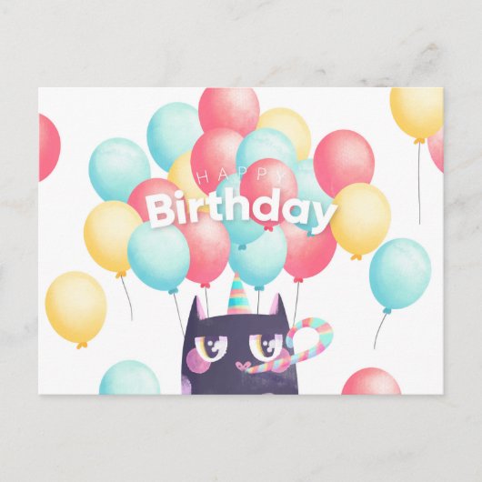 Postale Carte de vœux d'anniversaire de chat mignon (Devant)