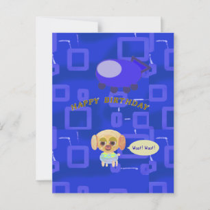 Postale Carte de vœux d'anniversaire de chiot en vaisseau 