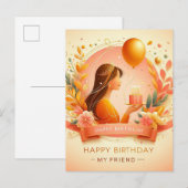 Postale Carte de vœux d'anniversaire élégante (Devant / Derrière)